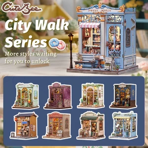 CUTEBEE DIY Dollhouse mô hình gỗ Chuỗi bài dạo chơi thành phố DIY ngôi nhà búp bê Quà tặng trang trí sáng tạo tự làm