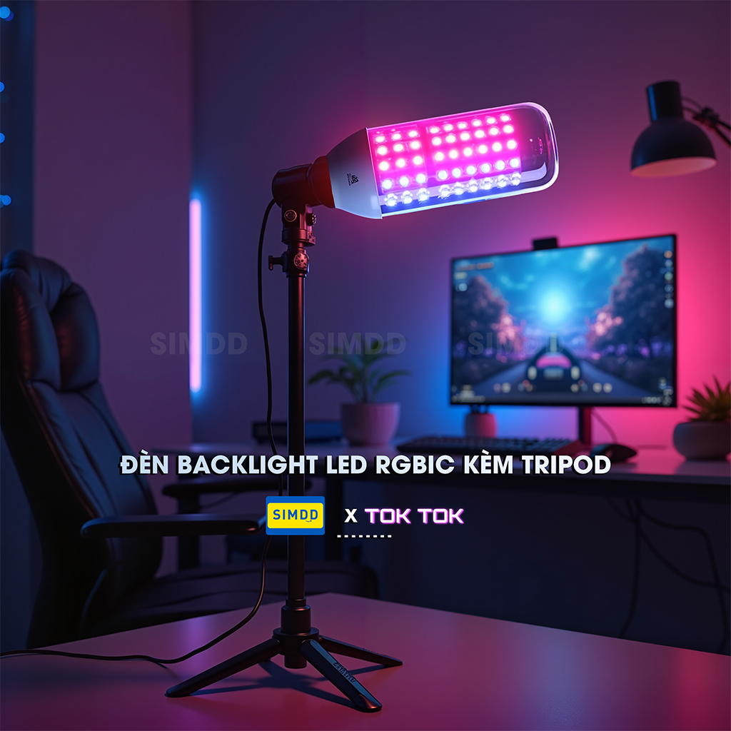Đèn LED backlight RGB cho studio với chân tripod cao 2m1, đèn backlight ...