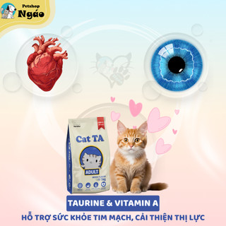 Thức Ăn Hạt Cho Mèo Cat TA Vị Gà Tây Cá Ngừ Gói 360g Công Nghệ Hàn Quốc Hạt Trái Tim