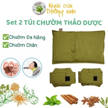 Set 2 Túi Chườm Thảo Dược, GỐI CHƯỜM + CHƯỜM CHÂN, thư giãn giảm đau