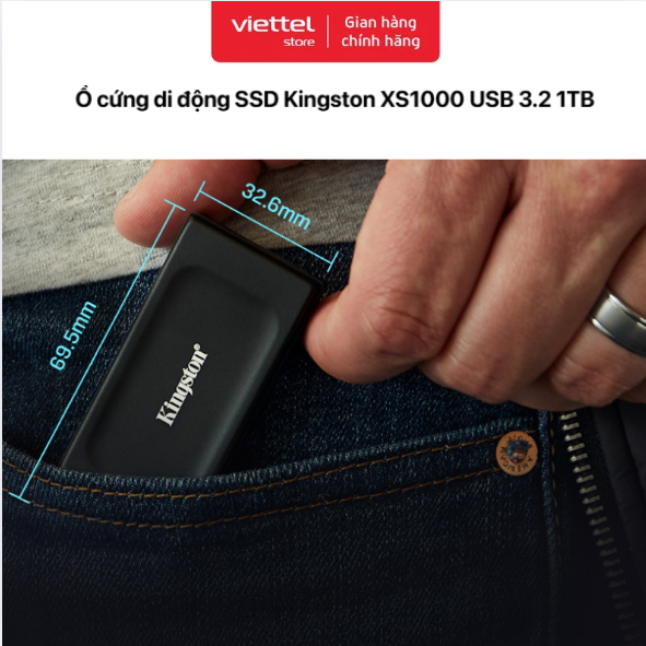 Ổ cứng di động SSD Kingston XS1000 USB 3.2 1TB Chính hãng