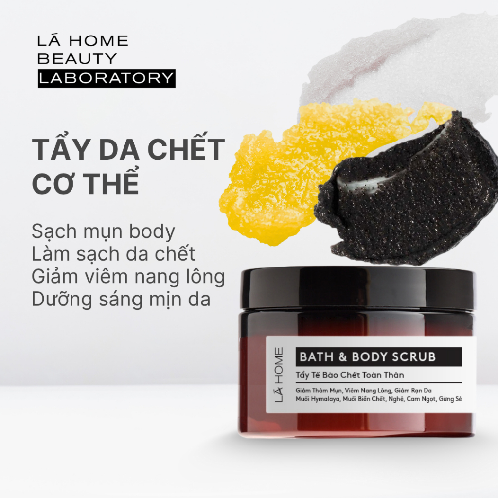 Tẩy da chết Giảm Mụn Giảm Viêm/ Giảm Thâm Giảm Rạn Da - Bath & Body Scrub Lá Home 178gr