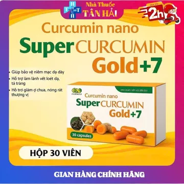 Viên Nghệ dạ dày Nano Super Curcumin Gold +7 - bảo vệ niêm mạc dạ dày, hết trào ngược,v.iêm loét dạ dày, tá tràng