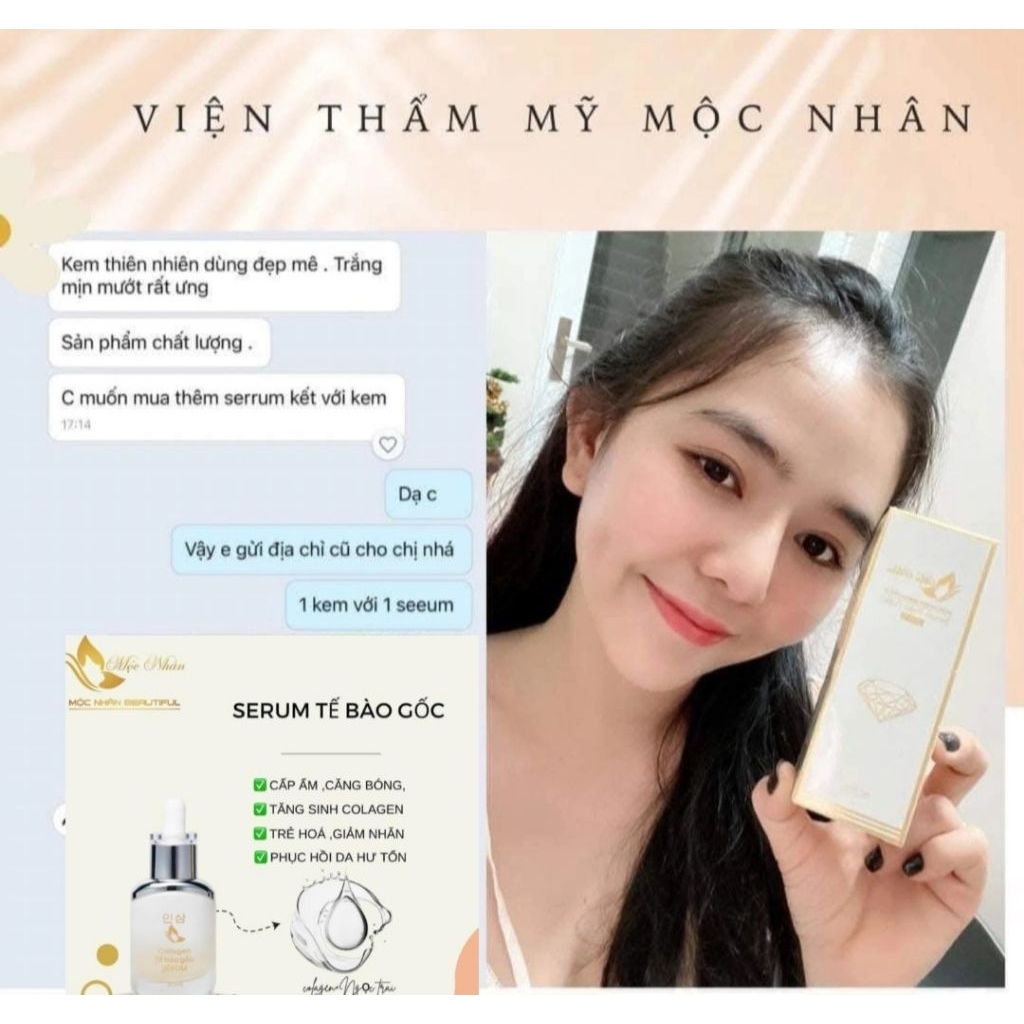 Chính Hãng Serum Tế Bào Gốc Mộc Nhân Nâng Cơ Trẻ hóa Mờ Thâm Sạm Nếp Nhăn Trắng sáng da
