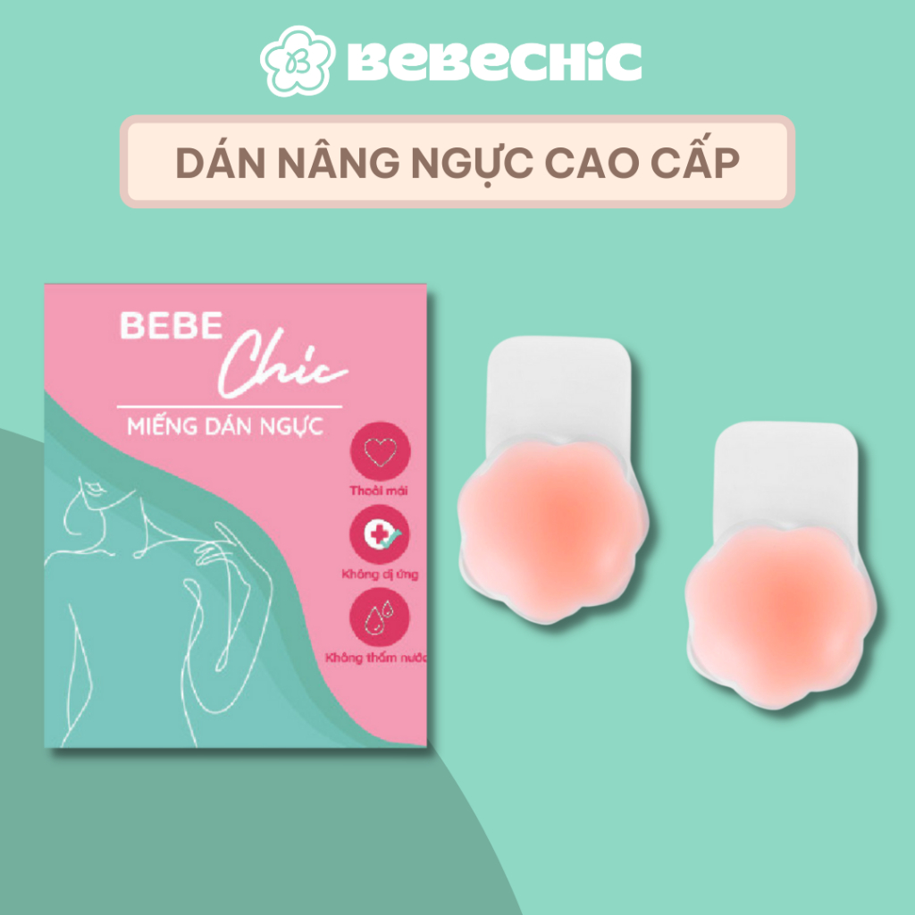 Cặp Miếng Dán Nâng Ngực Silicone BEBECHIC Có Tai Giảm Xệ, Bám Dính Chắc, Tái Sử Dụng