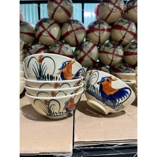 Chén Ăn Cơm Vẽ Gà Trống Cổ Xưa Size 11cm đến 12cm Men Kem - Gốm Xưa Lái Thiêu Cho Người Hoài Niệm