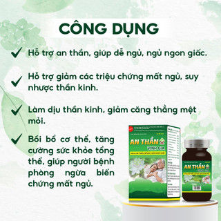 Viên Uống An Thần VINH GIA giúp Hỗ Trợ Ngủ Ngon Giảm Căng Thẳng Mệt Mỏi Căng Thẳng Thần Kinh Hộp 60v