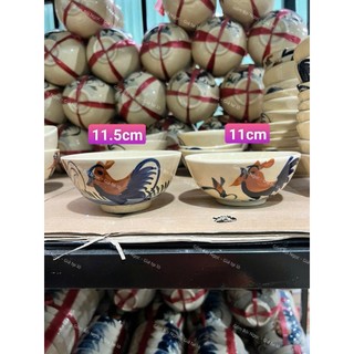 Chén Ăn Cơm Vẽ Gà Trống Cổ Xưa Size 11cm đến 12cm Men Kem - Gốm Xưa Lái Thiêu Cho Người Hoài Niệm