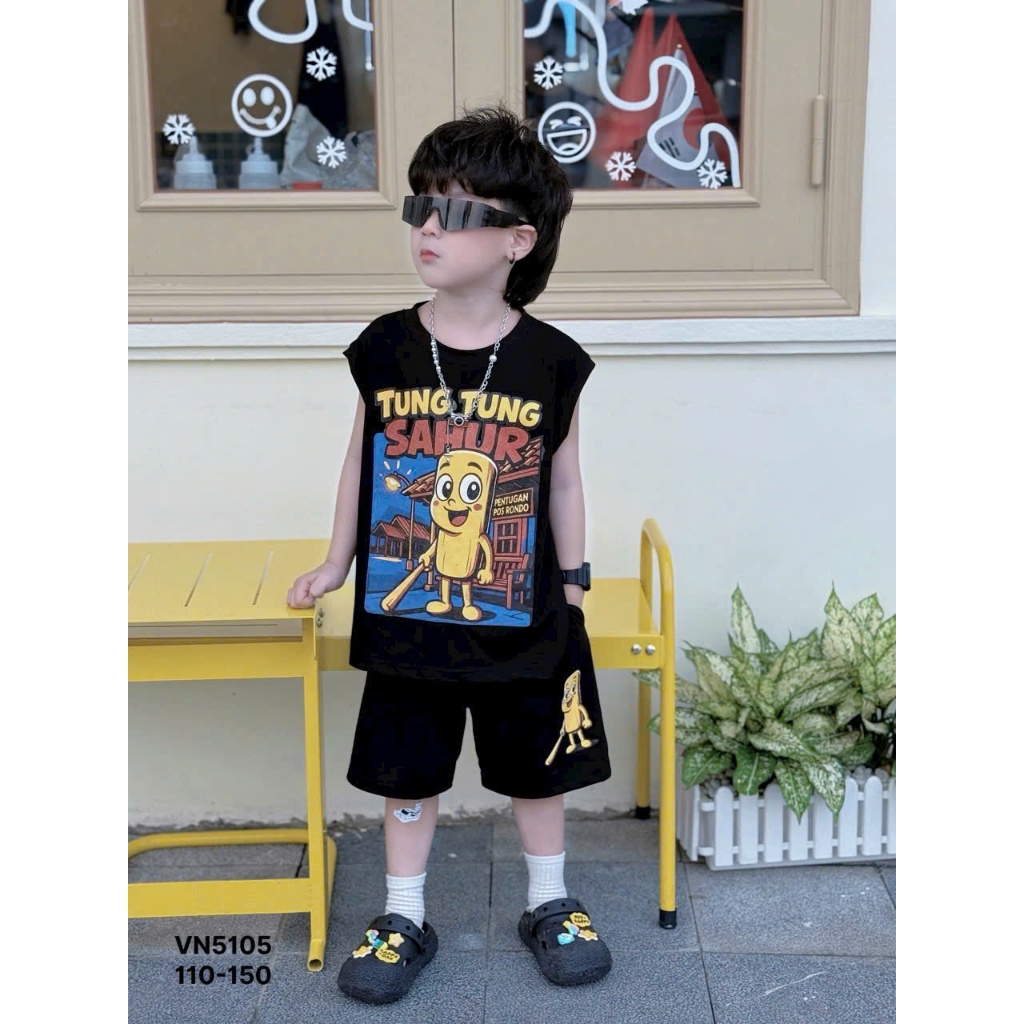 Bộ Hè Bé Trai Tung Tung Shahur Hót Hít - Bộ Cộc Bé Trai In Hình Tung Tung Màu Sắc Siêu Đẹp