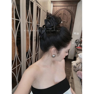 kẹp nơ lụa pha von chấm bi tiểu thư nhẹ nhàng size 13 cm