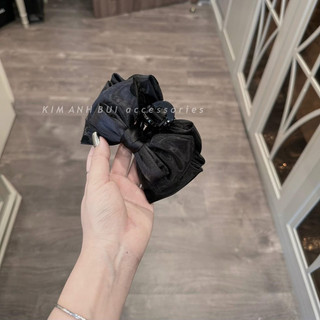 kẹp nơ lụa pha von chấm bi tiểu thư nhẹ nhàng size 13 cm