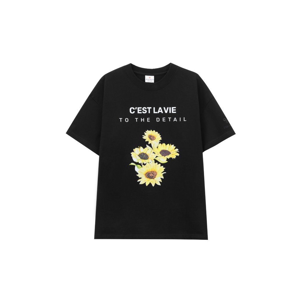 Áo thun oversize cotton 250gsm in hình hoa hướng dương | Vải dày, mịn, unisex đi chơi – du lịch