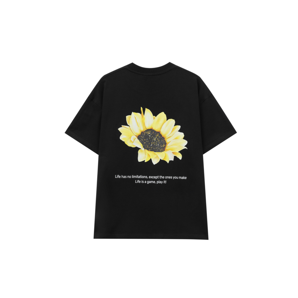Áo thun oversize cotton 250gsm in hình hoa hướng dương | Vải dày, mịn, unisex đi chơi – du lịch