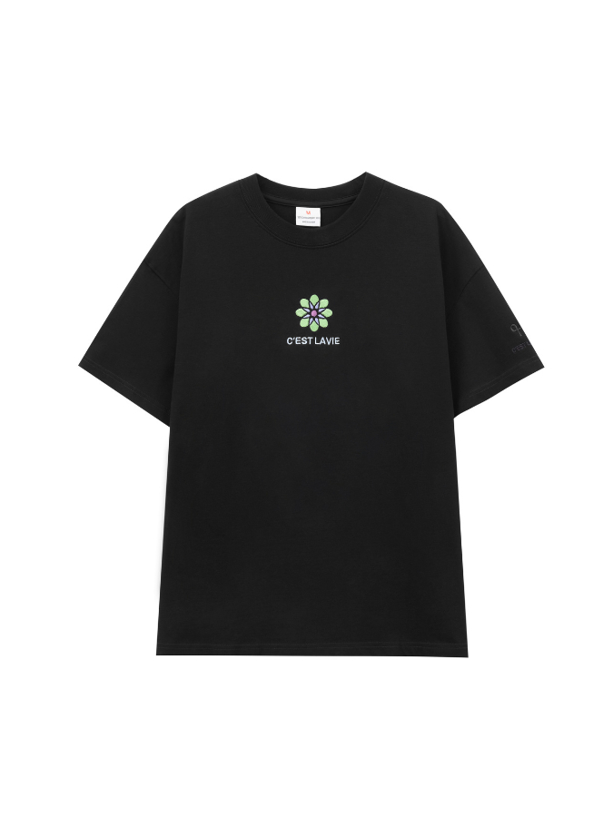 Áo thun basic, thêu hoa 5 cánh cho mai mắn, vải cotton 250gsm, ai thích mặc cũng mặc, nên muaaa