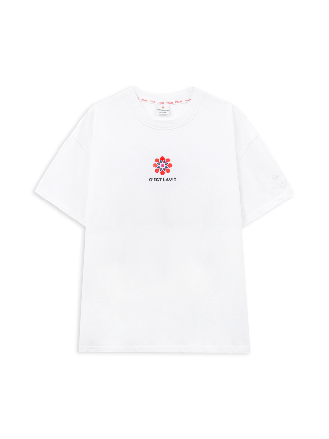 Áo thun basic, thêu hoa 5 cánh cho mai mắn, vải cotton 250gsm, ai thích mặc cũng mặc, nên muaaa