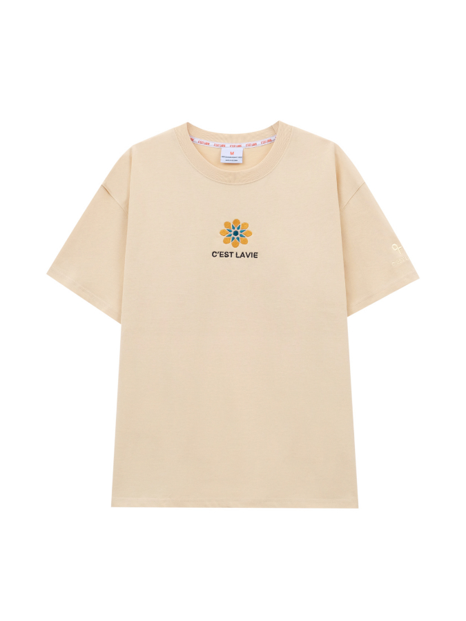 Áo thun basic, thêu hoa 5 cánh cho mai mắn, vải cotton 250gsm, ai thích mặc cũng mặc, nên muaaa