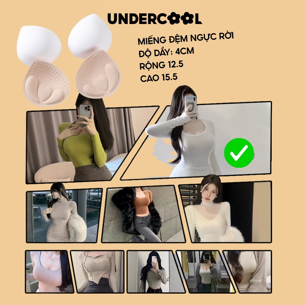 Đôi Đệm Mút Áo Bra UNDERCOOL Hình Tim Dày 4cm Nâng Độn Ngực Cúp Tròn Căng Tròn Tự Nhiên – Mút Lót Áo Ngực DT28