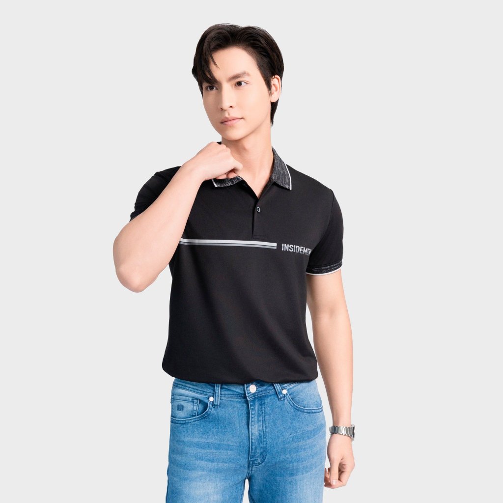 Áo Polo Nam tay ngắn Insidemen Dáng Slim Fit Ôm Vừa Recycle Polyester thân thiện môi trường IPS126AS2