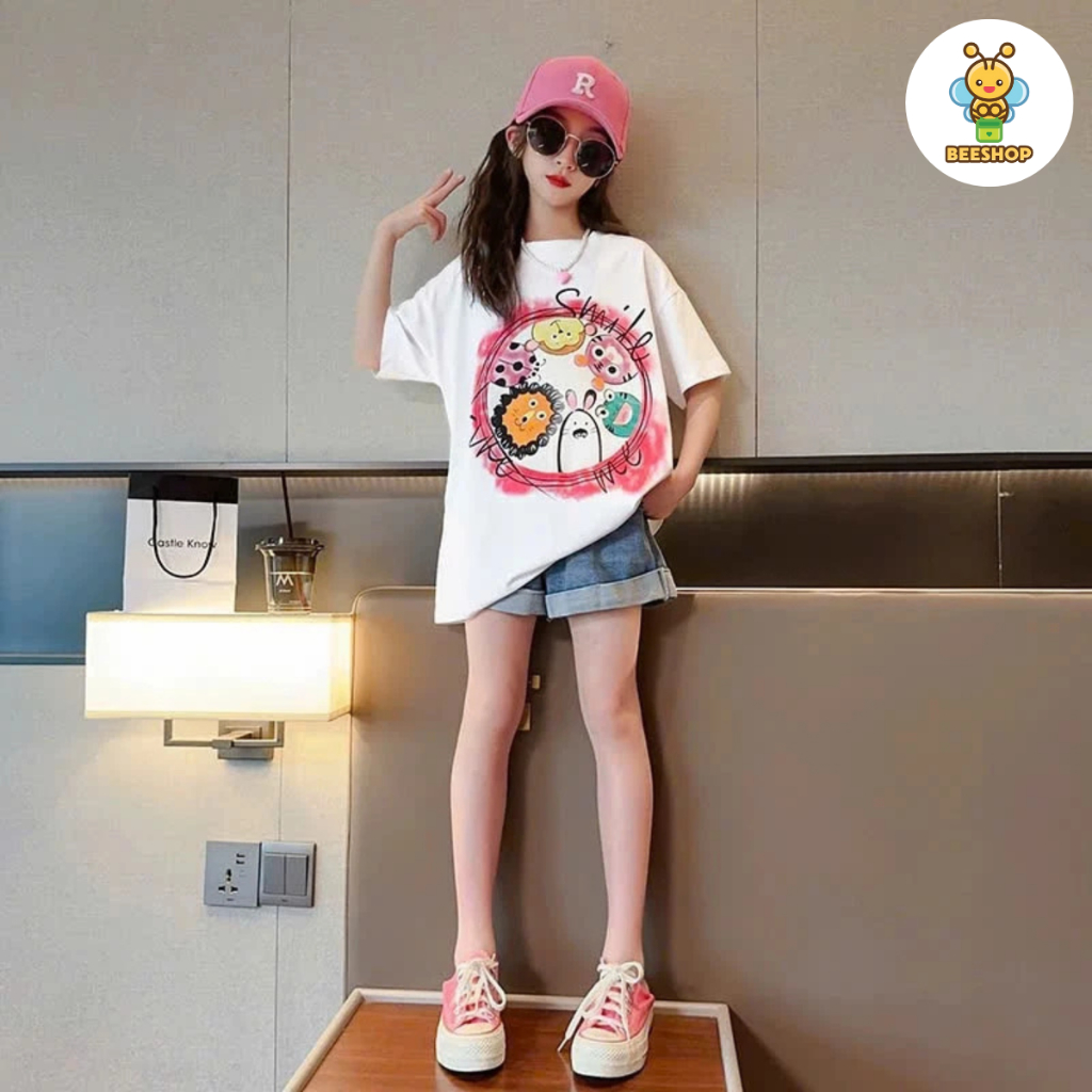 Áo phông cộc tay Smile cho bé gái size đại BEESHOP H25092