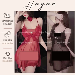 HT78 Váy ngủ sexy 2s dáng xoè tôn dáng kèm ĐỆM LÓT, đồ ngủ ren xuyên thấu gợi cảm HT78