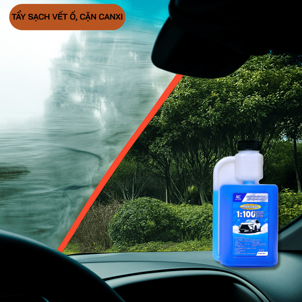 Nước Rửa Kính Ô Tô Đậm Đặc Cao Cấp MAX CLEAR RTC 500ML|Nước Rửa Kính Đậm Đặc 1:100|Tẩy Mốc Cặn Canxi