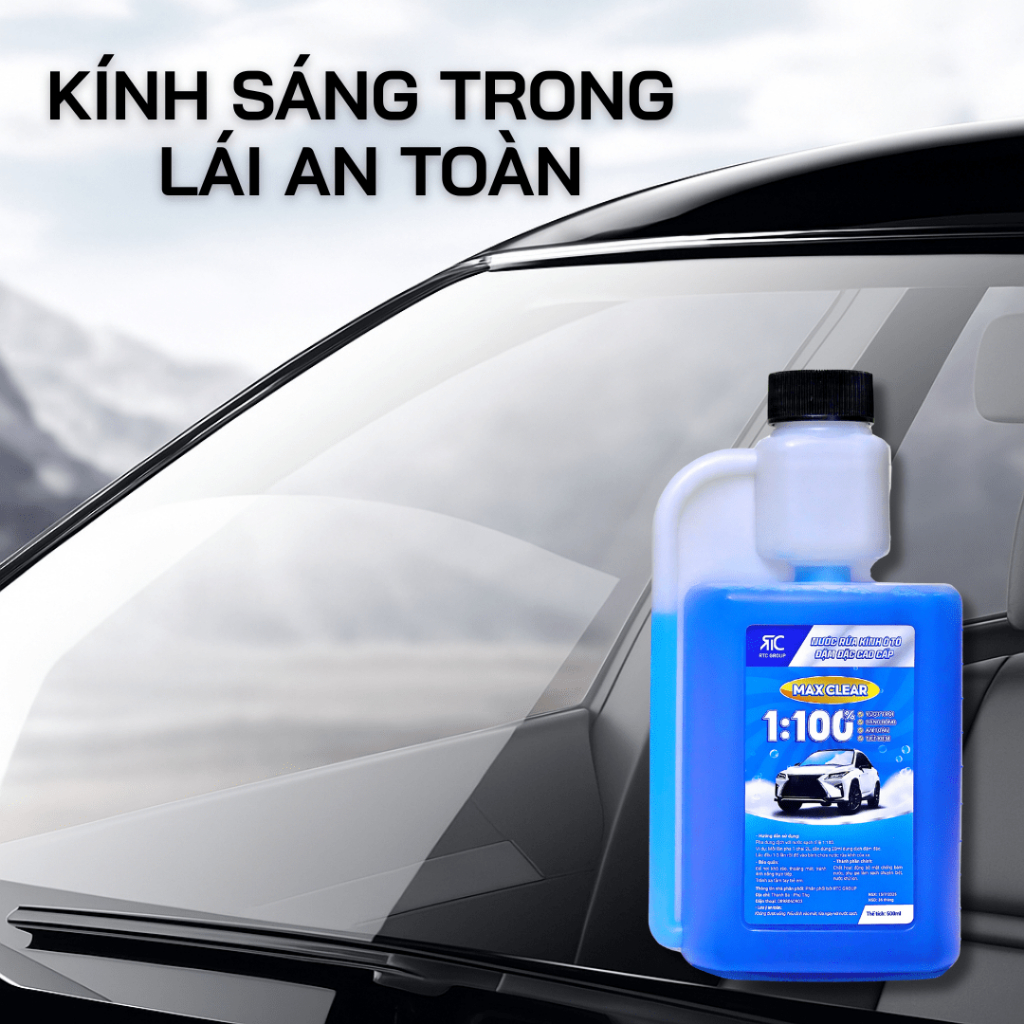 Nước Rửa Kính Ô Tô Đậm Đặc Cao Cấp MAX CLEAR RTC 500ML|Nước Rửa Kính Đậm Đặc 1:100|Tẩy Mốc Cặn Canxi