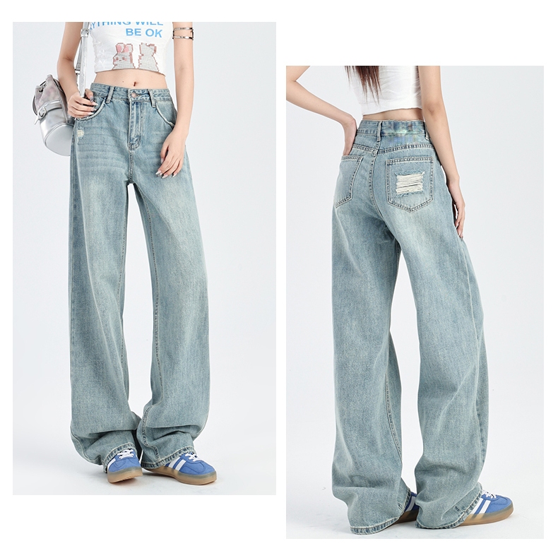Quần jean Nữ Ống Rộng STYLISH WOMAN HAZEE Phong Cách Hàn Quốc - mix rách trẻ trung
