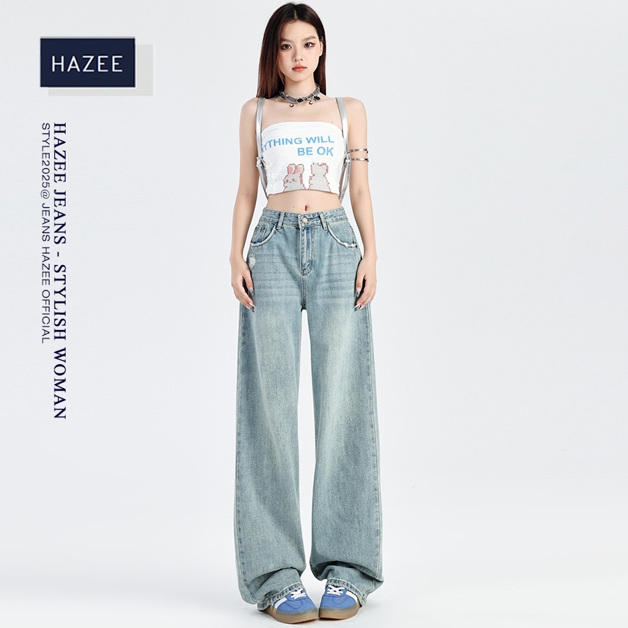Quần jean Nữ Ống Rộng STYLISH WOMAN HAZEE Phong Cách Hàn Quốc - mix rách trẻ trung