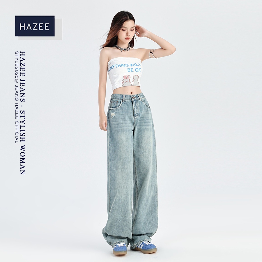 Quần jean Nữ Ống Rộng STYLISH WOMAN HAZEE Phong Cách Hàn Quốc - mix rách trẻ trung