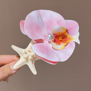 Kẹp tóc hoa lan mix sao biển xinh xắn dễ thương, phụ kiện tóc đi biển
