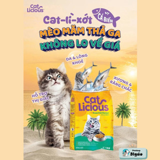Cat Licious gói 1kg vị Cá Biển - Hạt khô dành cho mèo trưởng thành