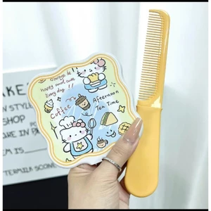 set gương kèm lược hoạ tiết kitty màu vàng nghộ nghĩnh dễ thương