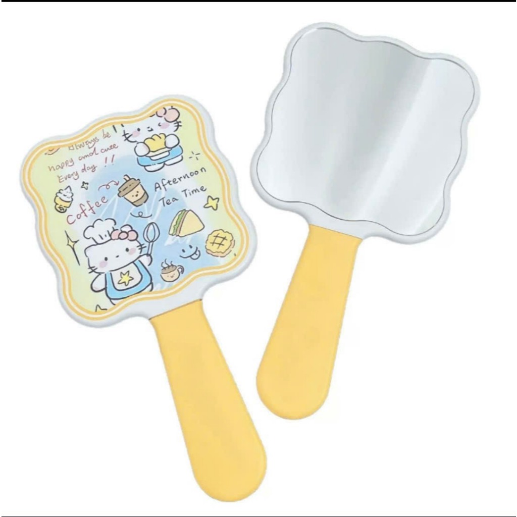 set gương kèm lược hoạ tiết kitty màu vàng nghộ nghĩnh dễ thương