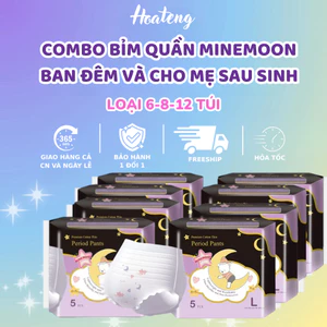 {Combo 60 miếng } Combo 6 túi bỉm quần Minemoon ban đêm và cho mẹ sau sinh