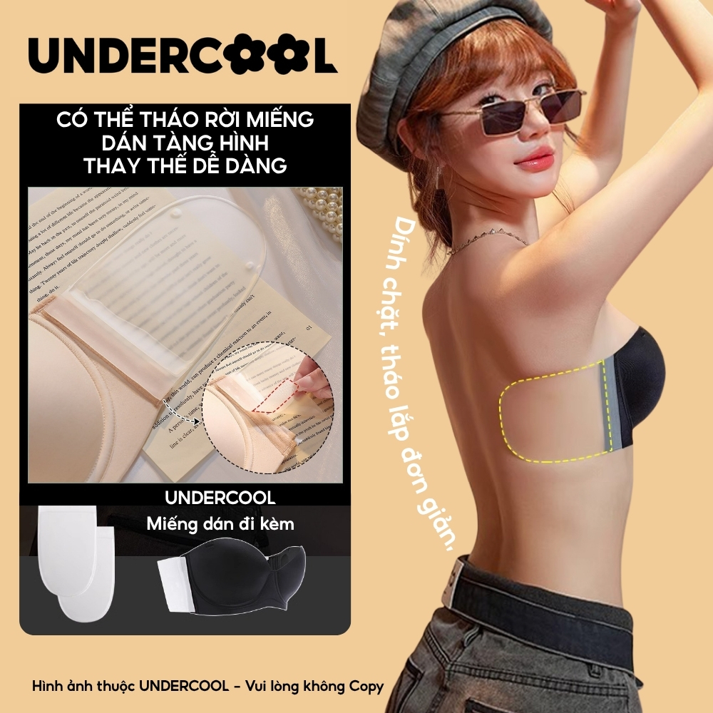Áo Lót Nữ Su Đúc Cúp Ngang Nâng Ngực - Gom Ngực UNDERCOOL, Không Dây Hở Lưng Tạo Khe Áo Lót Chống Tụt AL79