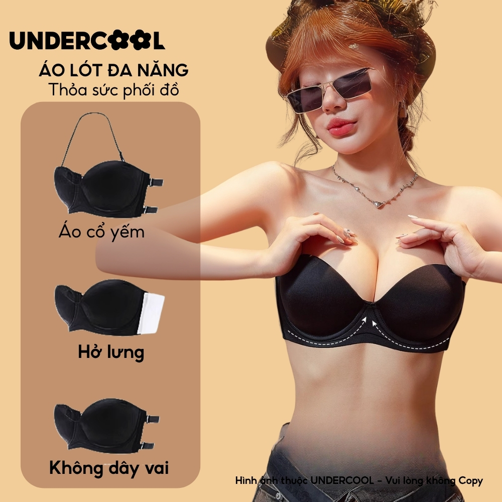Áo Lót Nữ Su Đúc Cúp Ngang Nâng Ngực - Gom Ngực UNDERCOOL, Không Dây Hở Lưng Tạo Khe Áo Lót Chống Tụt AL79