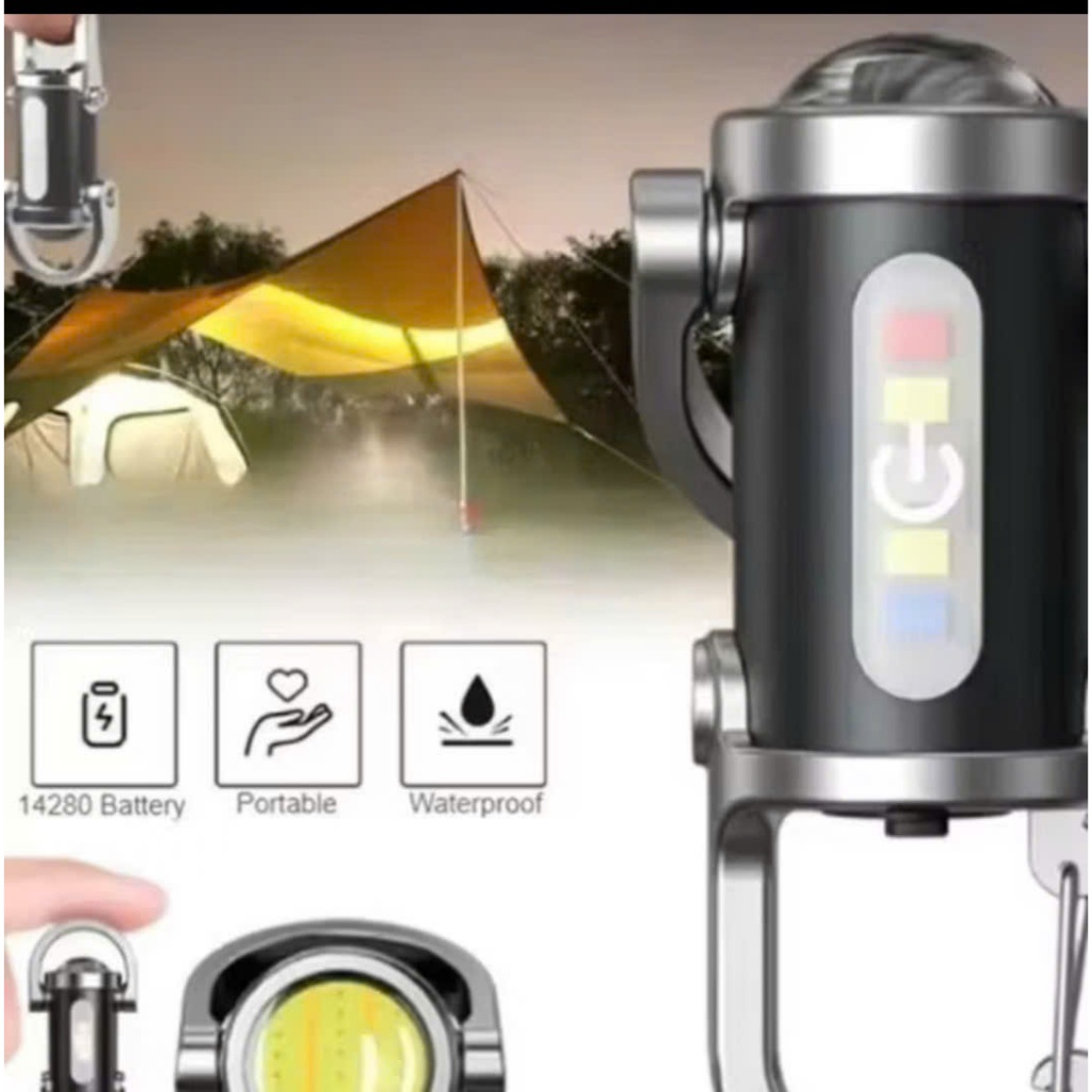 Đèn Pin Móc Khóa Mini Siêu Sáng, 7 Chế Độ Sáng, Sạc Lại Siêu Tiên Lợi - Dụng Cụ Trang Trí Móc Khóa