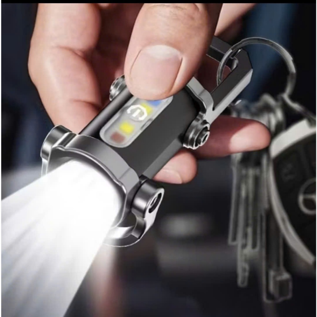 Đèn Pin Móc Khóa Mini Siêu Sáng, 7 Chế Độ Sáng, Sạc Lại Siêu Tiên Lợi - Dụng Cụ Trang Trí Móc Khóa