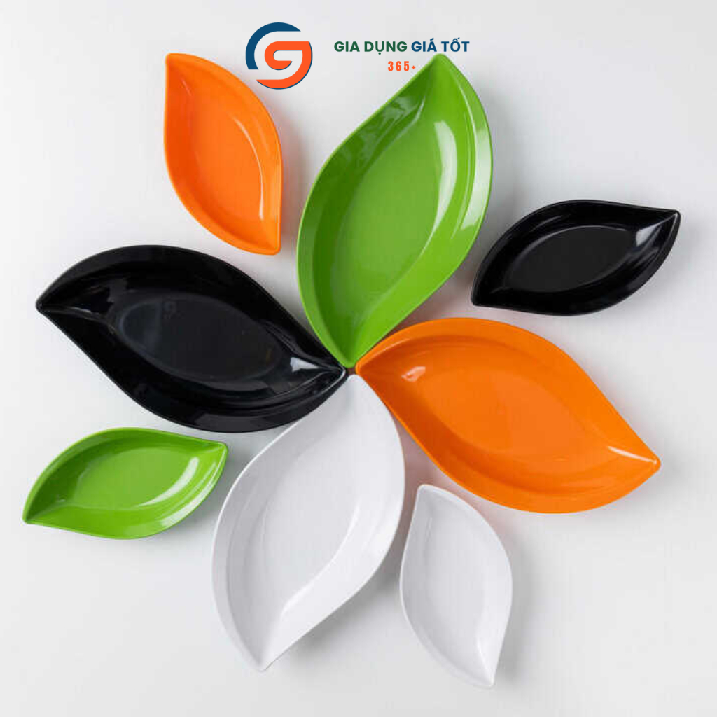 Đĩa nhựa melamine Song Long hình lá nhiều màu - đĩa đựng hướng dương, trái cây, đồ ăn vặt