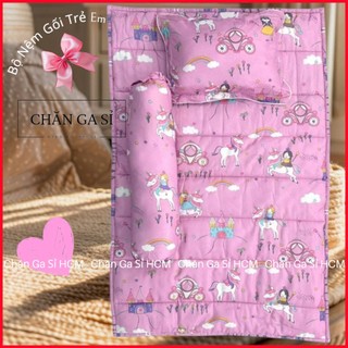 🌕BÉ YÊU🌕Bộ Nệm Gối Cho Bé Đi Học Vải Lyocell Micro Mềm Mát, Bộ 5 Món (Kèm Ruột Gối)_Chăn Ga Sỉ HCM