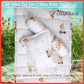 🌕BÉ YÊU🌕Bộ Nệm Gối Cho Bé Đi Học Vải Lyocell Micro Mềm Mát, Bộ 5 Món (Kèm Ruột Gối)_Chăn Ga Sỉ HCM