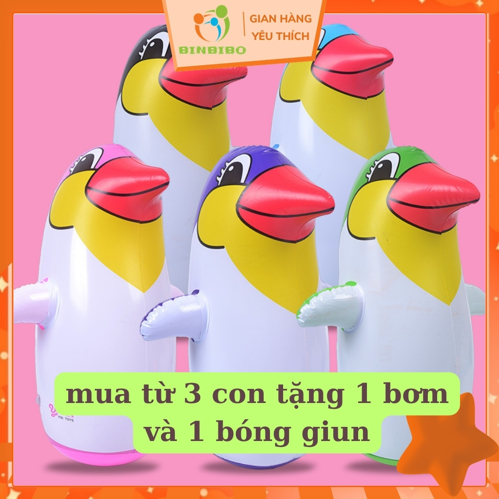 Lật Đật bơm hơi (từ 3 con tặng 1 bơm) hình Chim Cánh Cụt cực đáng yêu cho bé