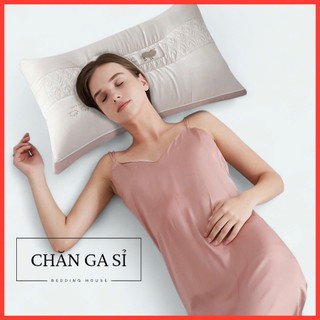 🌏LOẠI 1🌏 Gối Cotton Warm Sleep Công Thái Học Hổ Trợ Cột Cổ Vai Gáy, Êm Ái, Thoáng Mát, Gối Nằm Thấp