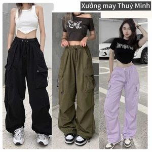 Quần kaki ống rộng túi hộp nữ cao cấp Hàn Quốc,quần jogger lưng chun có dây rút,nhiều màu,co giãn,cá tính MA19