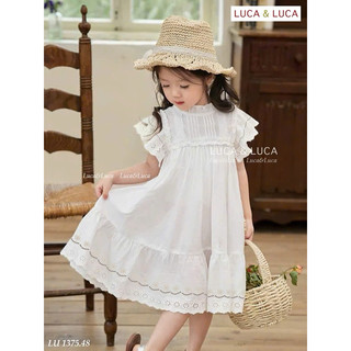 💯💯Siêu xinh💯💯 Đầm trắng tiểu thư bé gái tay bèo ren đẹp dịu dàng 13–45kg – Đầm công chúa phong cách Hàn Quốc 13-45kg
