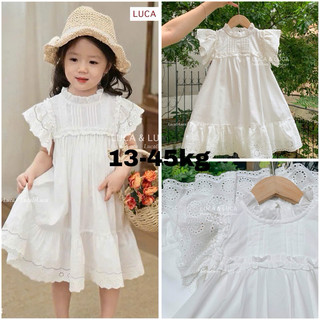 💯💯Siêu xinh💯💯 Đầm trắng tiểu thư bé gái tay bèo ren đẹp dịu dàng 13–45kg – Đầm công chúa phong cách Hàn Quốc 13-45kg