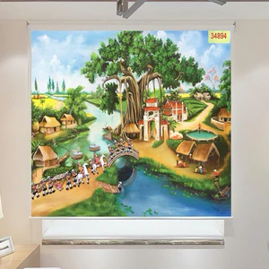 Rèm Cuốn Tranh Chống Nắng Phong Cảnh Đồng Quê Trang Trí Cửa Sổ In 3D Theo Yêu Cầu