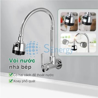 vòi rửa bát inox 304 vòi nước bồn rửa chén Vòi nước gắn tường Ống nước chống rò rỉ mềm 360 độ Vòi nước có bộ lọc phi20mm