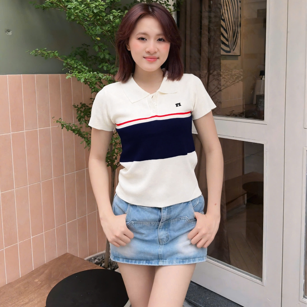 Áo Len Mirage Sọc To Kem Xanh Local Brand Chất Len Mongtoghi Mềm Mịn Thoáng Mát.