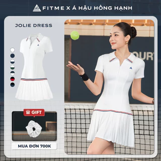 Váy tennis pickleball nữ Fitme JOLIE ES phối nơ tặng kèm quần bảo hộ, chất co giãn thoáng khí DNSP01